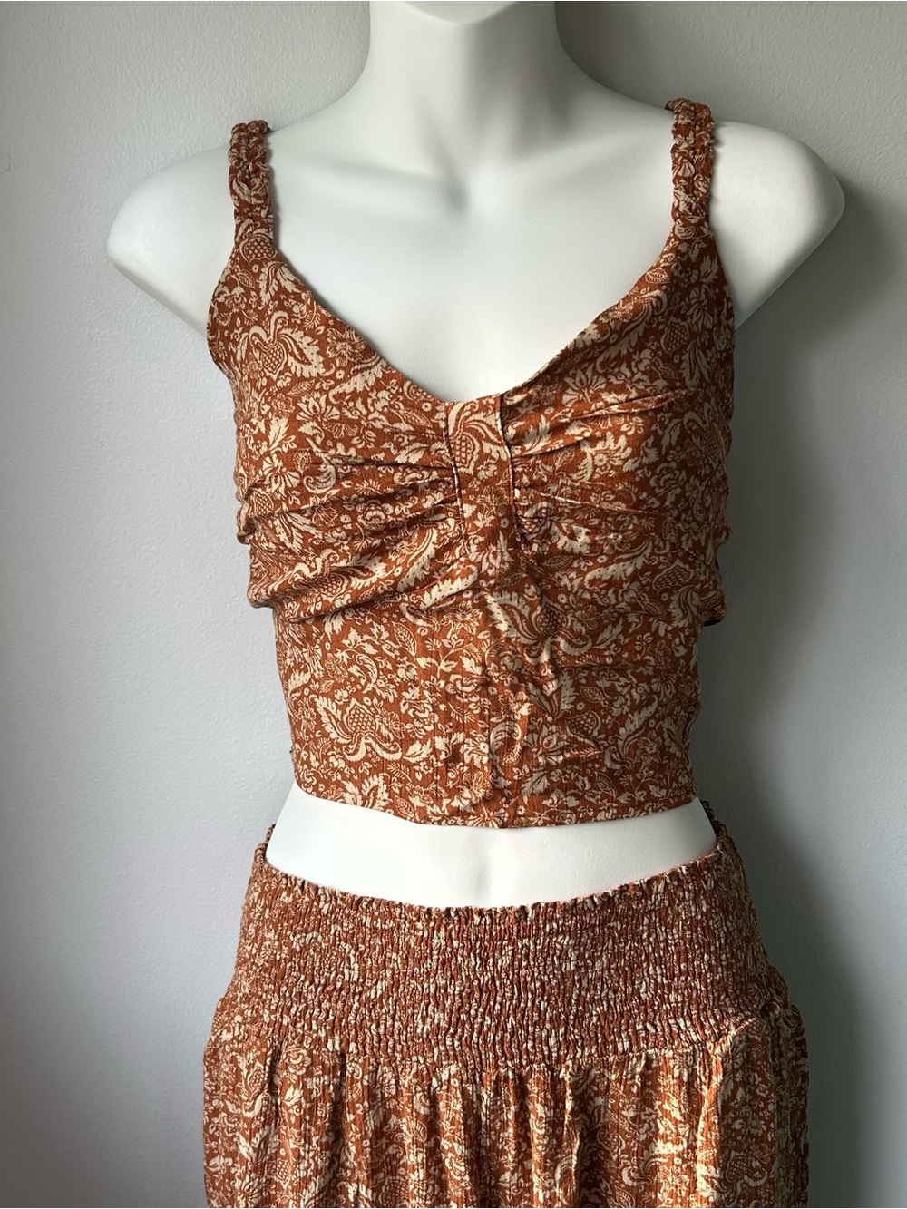Paper Crane 2-Piece Woven Summer Set Wide Leg Sheer Waisted Pants & Tank Top